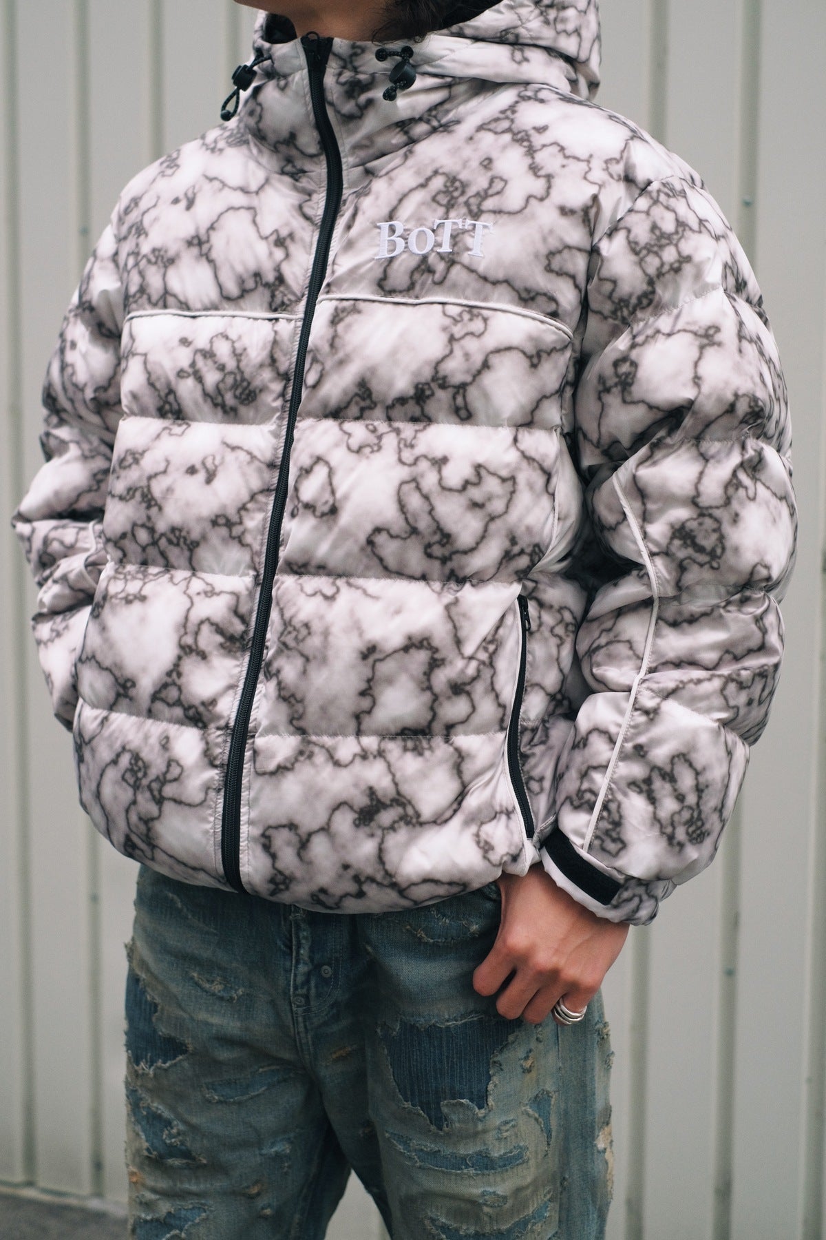 B Logo Hooded Down Jacket