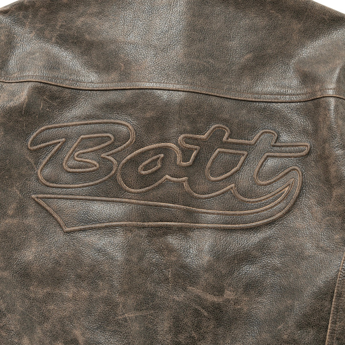 Script Logo Cracked Leather Jacket