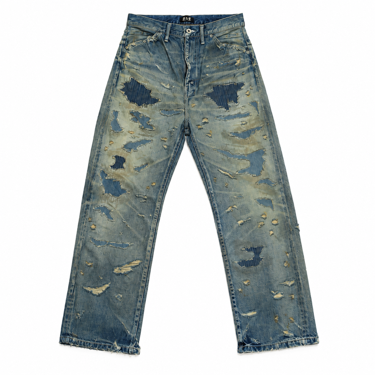 Destroyed Straight Denim Pants