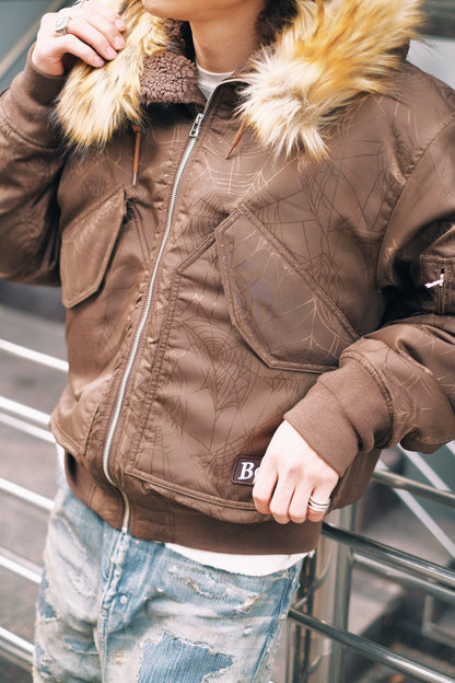Hooded Jacquard Bomber Jacket