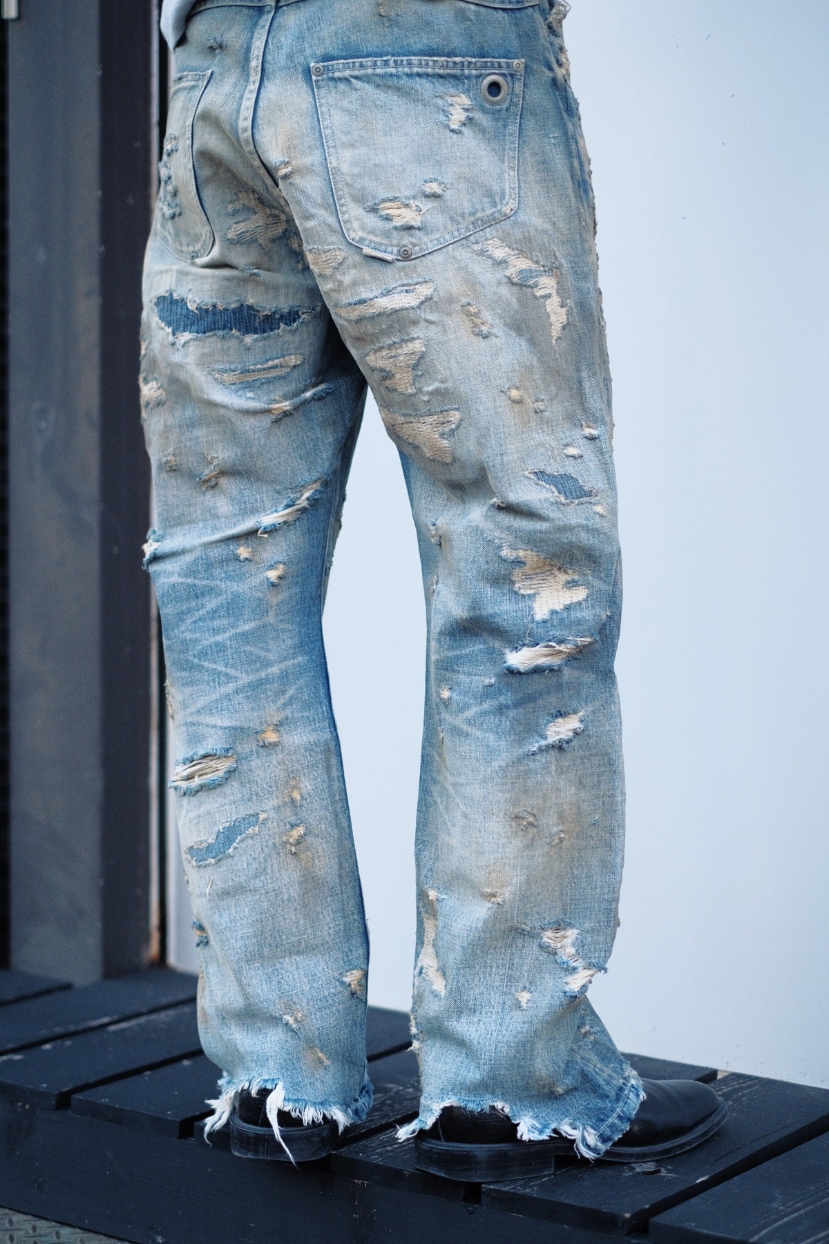 Destroyed Straight Denim Pants