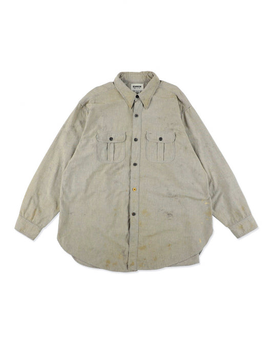REPAIRED WORN GRAY CHAMBRAY SHIRT