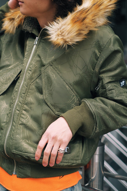 Hooded Jacquard Bomber Jacket
