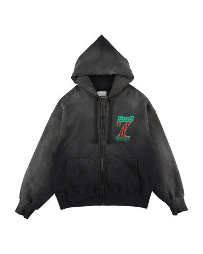 #7 VINYL ZIP HOODIE AGED