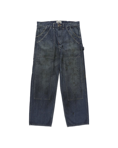 DOUBLE KNEE INDIGO DENIM PANTS