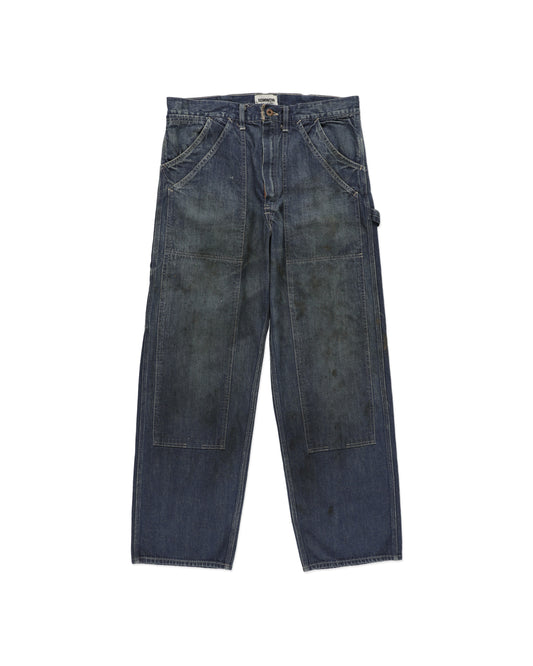 DOUBLE KNEE INDIGO DENIM PANTS