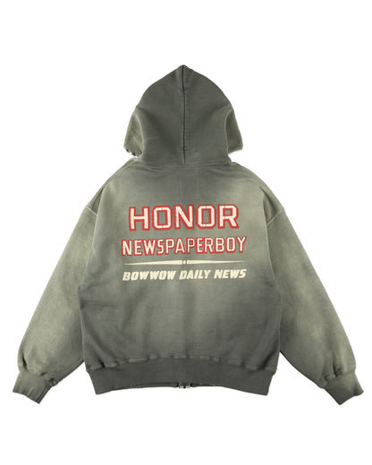 FADED ZIP HOODIE - HONOR NEWSBOY