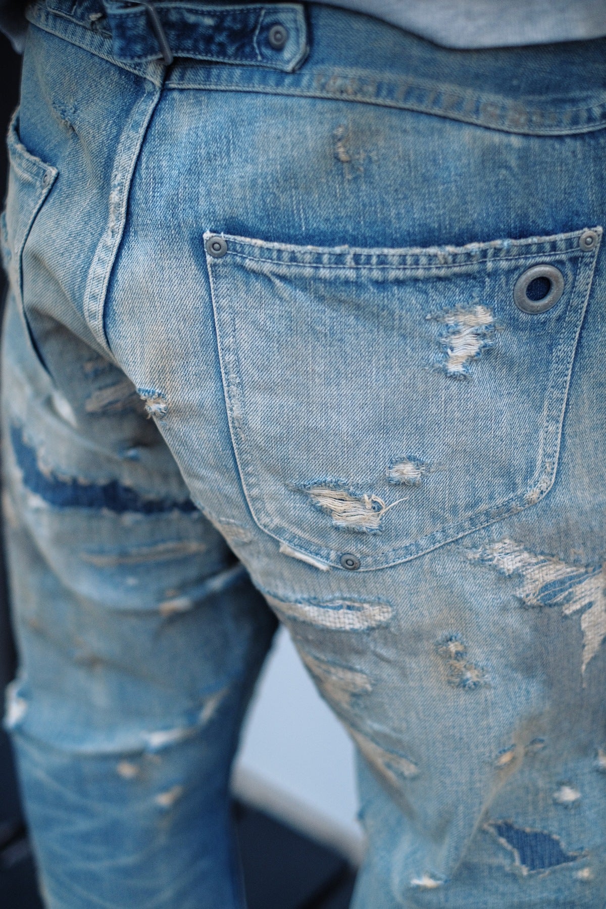 Destroyed Straight Denim Pants