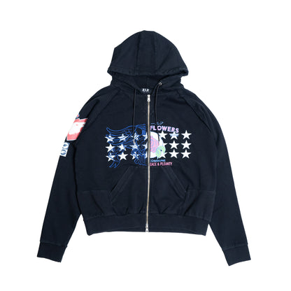 Printed Zip-Up Hoodie