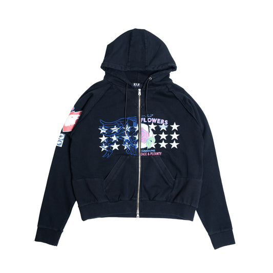 Printed Zip-Up Hoodie