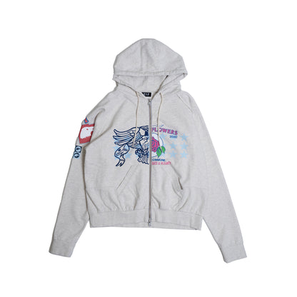 Printed Zip-Up Hoodie