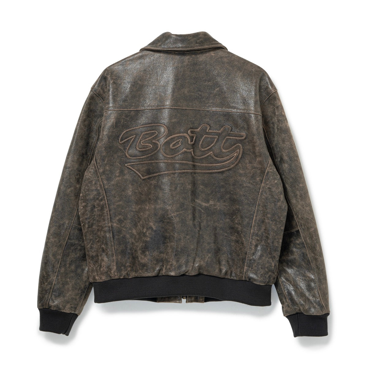 Script Logo Cracked Leather Jacket
