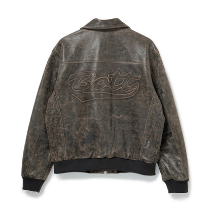 Script Logo Cracked Leather Jacket