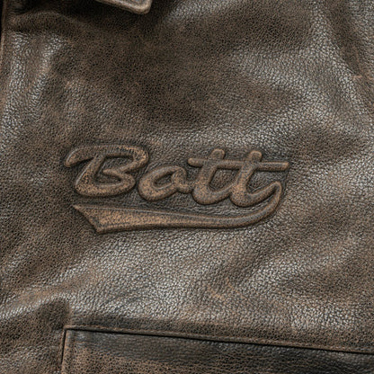 Script Logo Cracked Leather Jacket